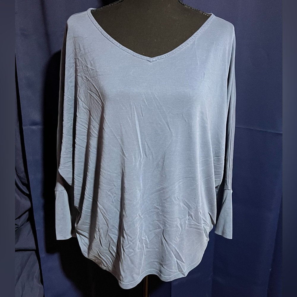 Chico's Light Blue V-Neck Batwing Top